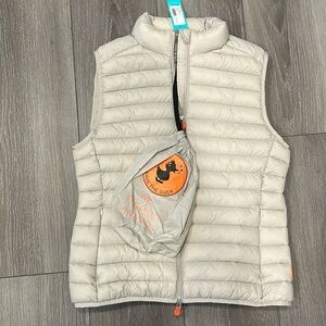 Save the Duck  charlotte Puffer Vest M beige  NWT medium women’s